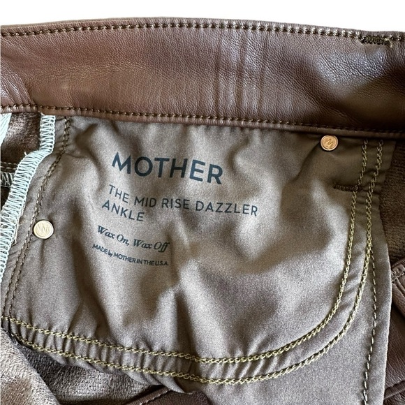 MOTHER Mid Rise Ankle Dazzler Brown Faux Leather Pants - Picture 6 of 10